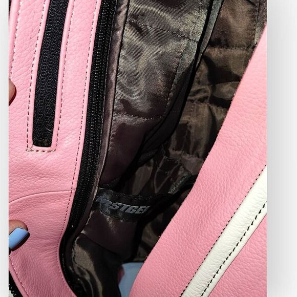 First Gear Womens Jacket Sz Small Petal Pink Faux Leather Pockets Biker Moto - Picture 9 of 16